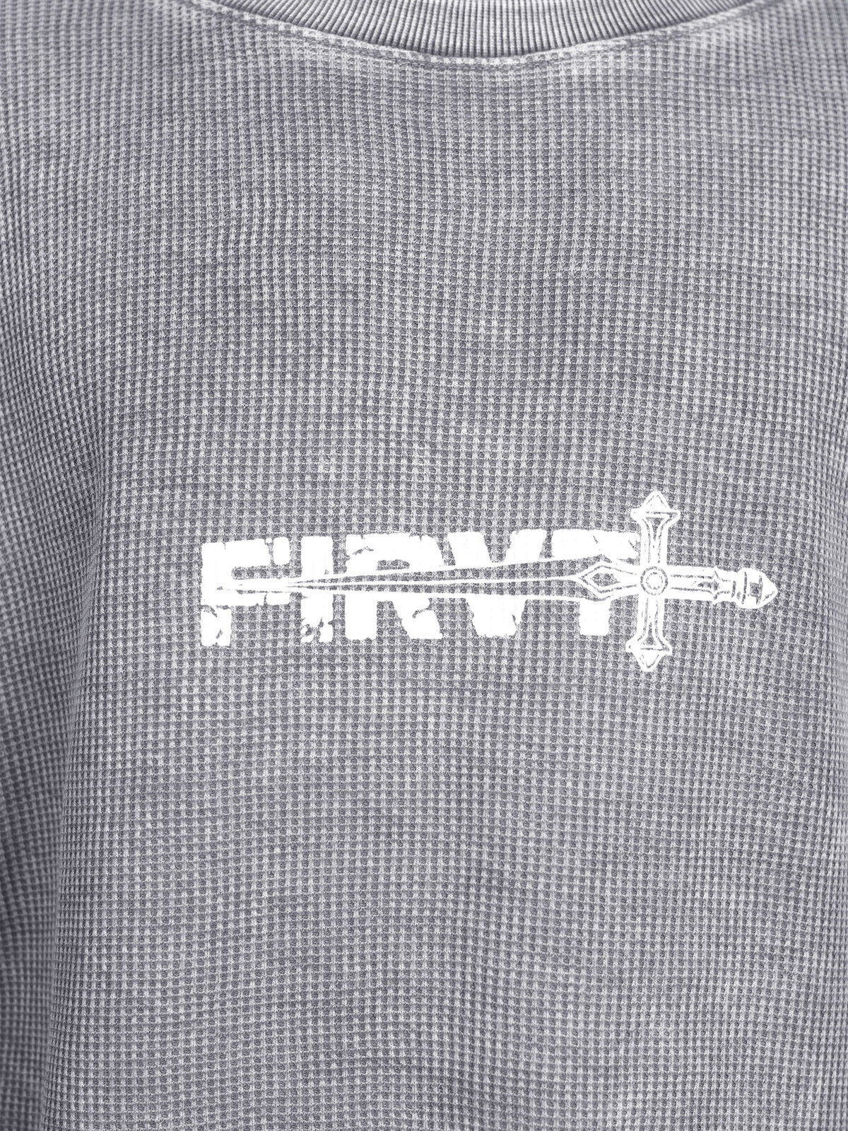 WASHED GREY SWORD WAFFLE T-SHIRT