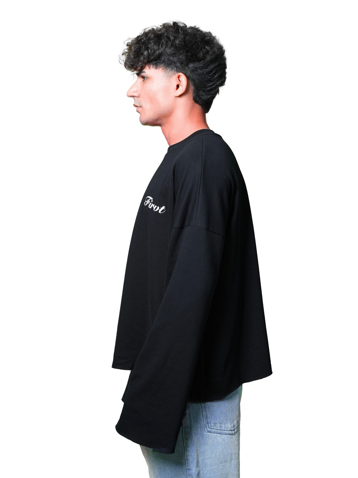 BLACK WAFFLE T-SHIRT