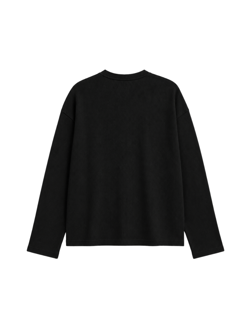 HASHWAY ARCHIVES EMBROIDERED HENLEY WAFFLE T-SHIRT - BLACK