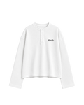 HASHWAY ARCHIVES EMBROIDERED HENLEY WAFFLE T-SHIRT - WHITE