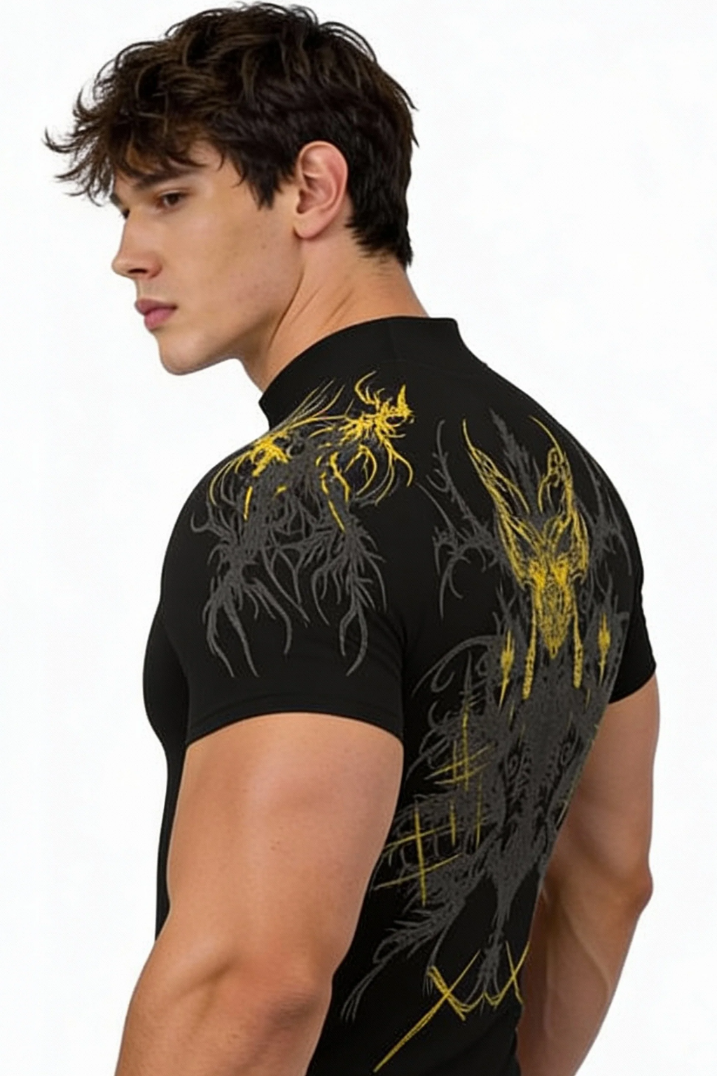 Prime Arc Zip Compression Tshirt Half Sleeve - Yellow/Black