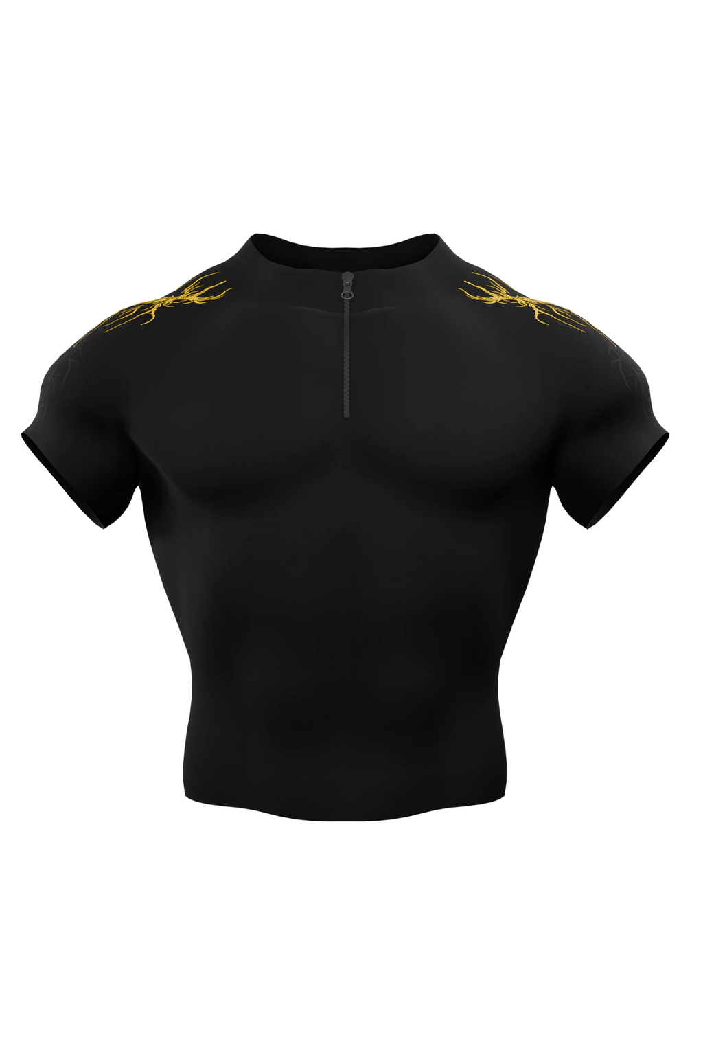 Prime Arc Zip Compression Tshirt Half Sleeve - Yellow/Black