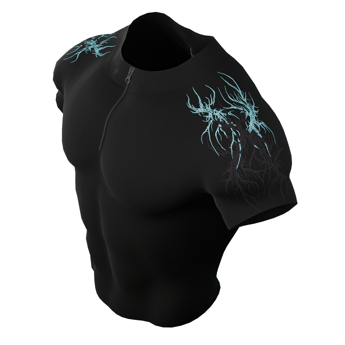 Prime Arc Zip Compression Tshirt Half Sleeve - Blue/Black