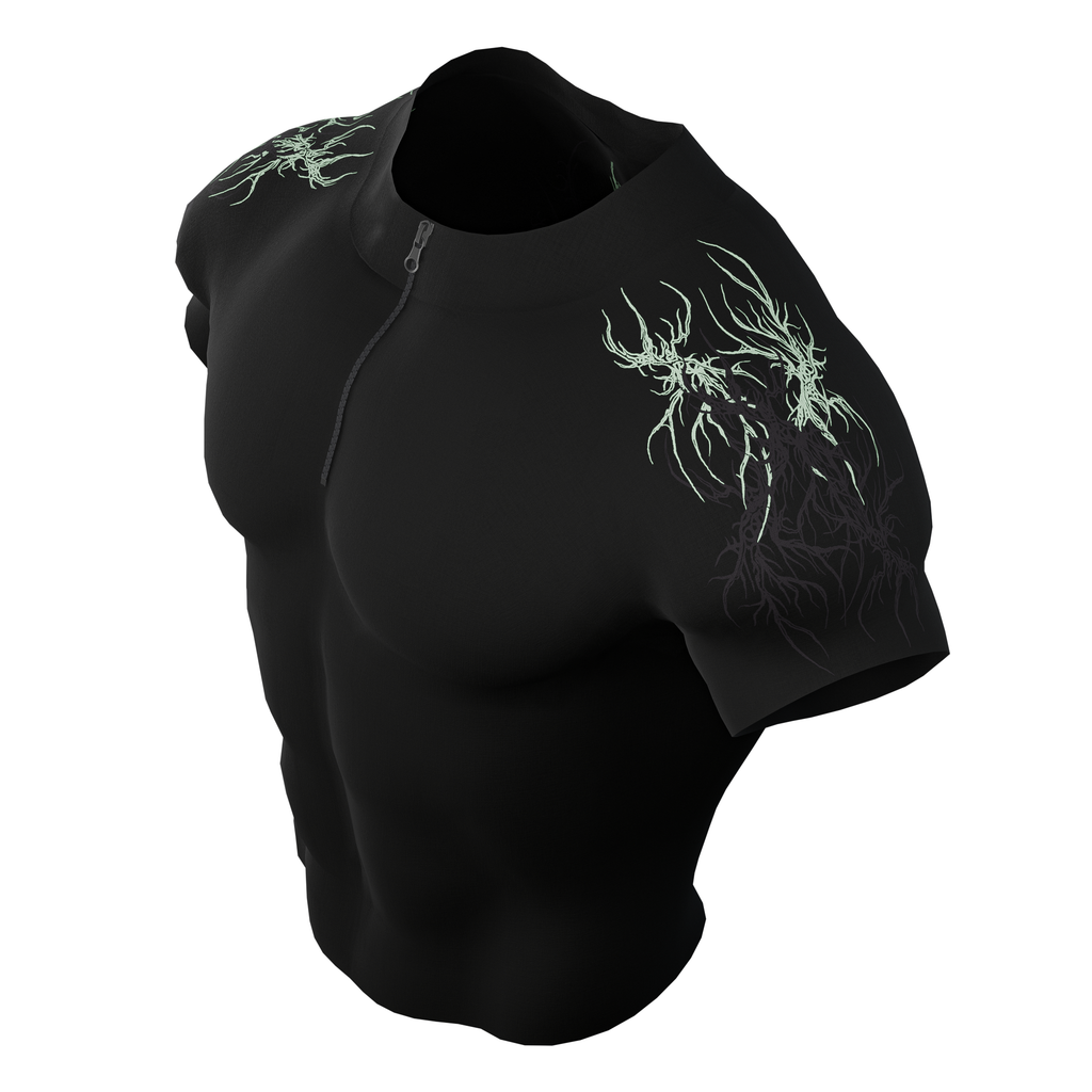 Prime Arc Zip Compression Tshirt Half Sleeve - Green/Black