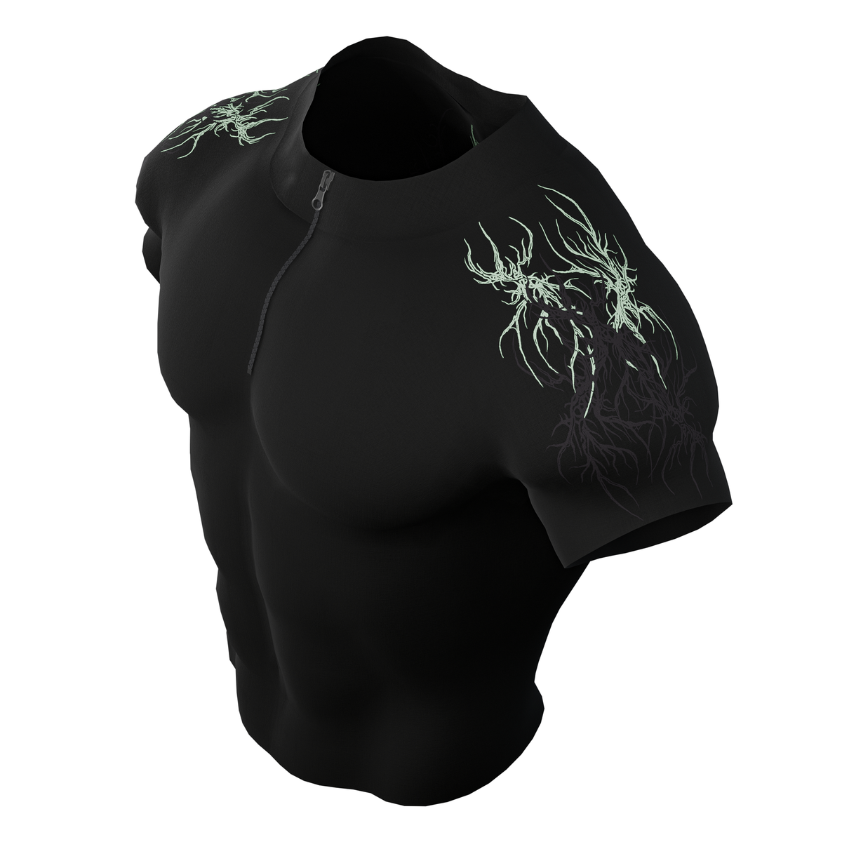 Prime Arc Zip Compression Tshirt Half Sleeve - Green/Black