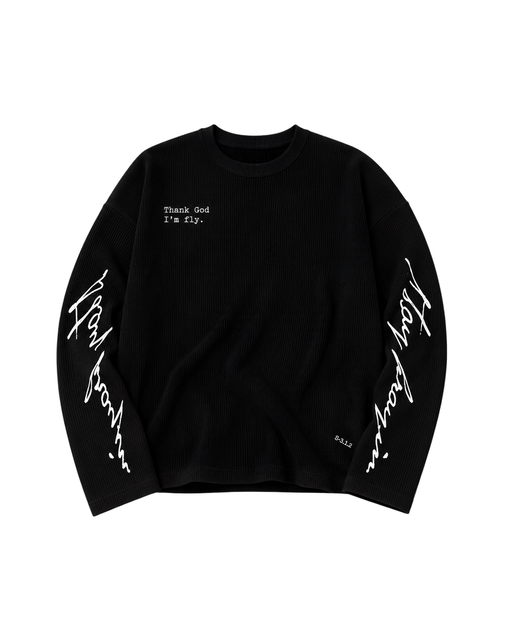 THANK GOD I'M FLY WAFFLE TEE - BLACK