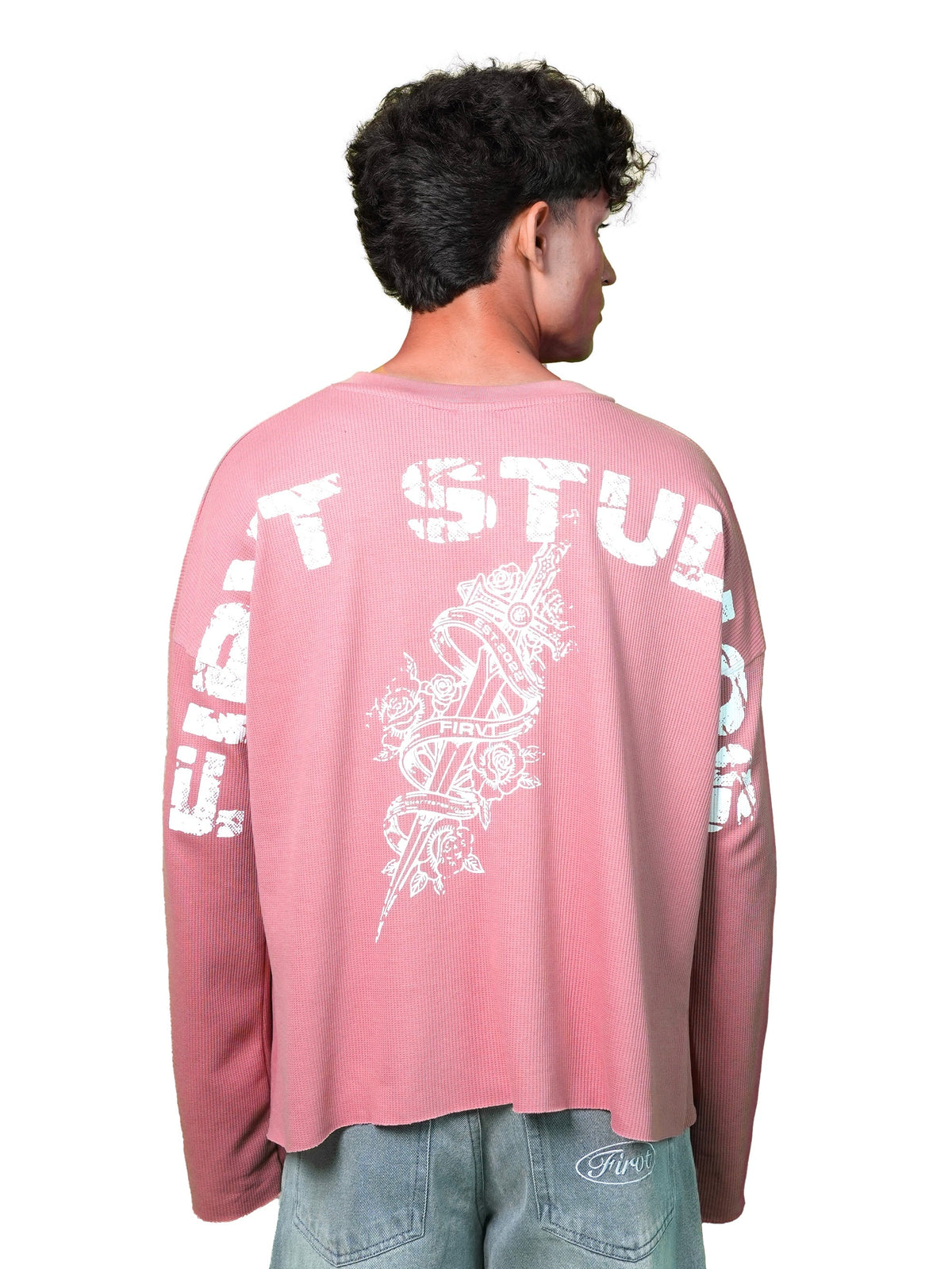 FIRVT SWORD DUSTY PINK WAFFLE T-SHIRT