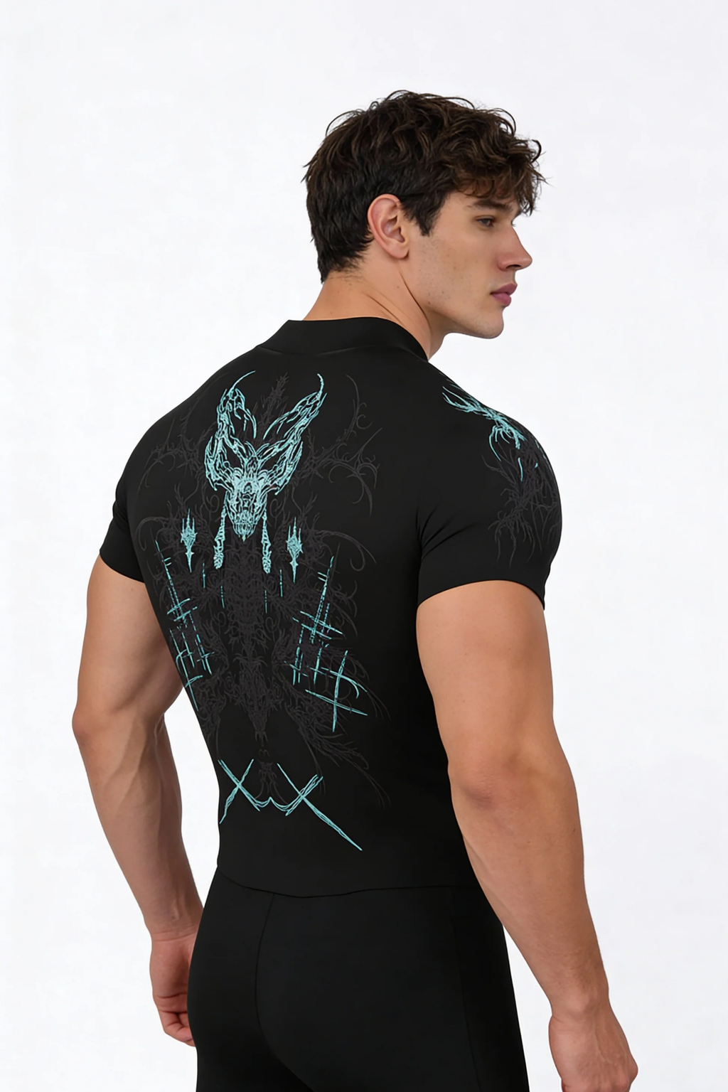 Prime Arc Zip Compression Tshirt Half Sleeve - Blue/Black