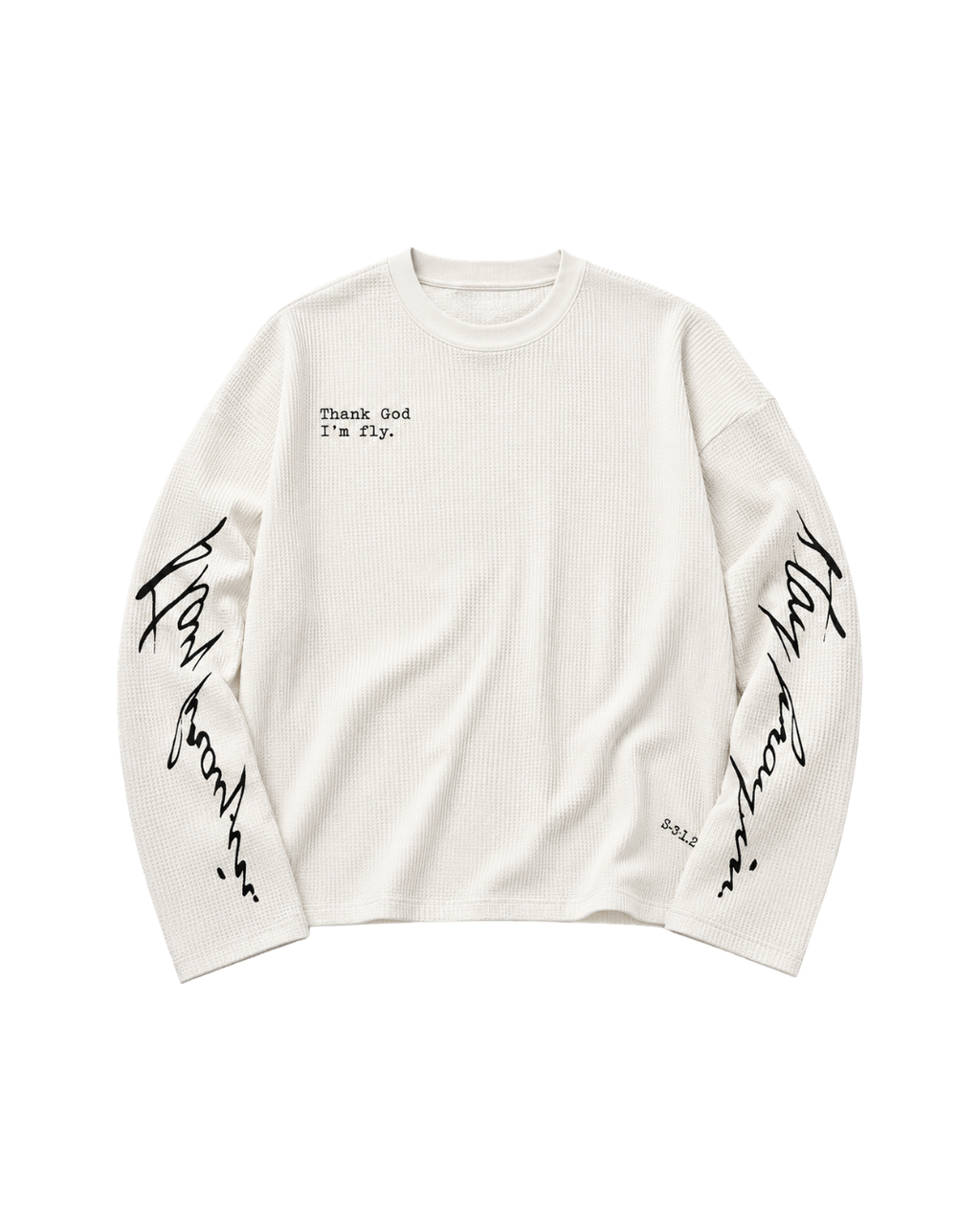 THANK GOD I'M FLY WAFFLE TEE - WHITE