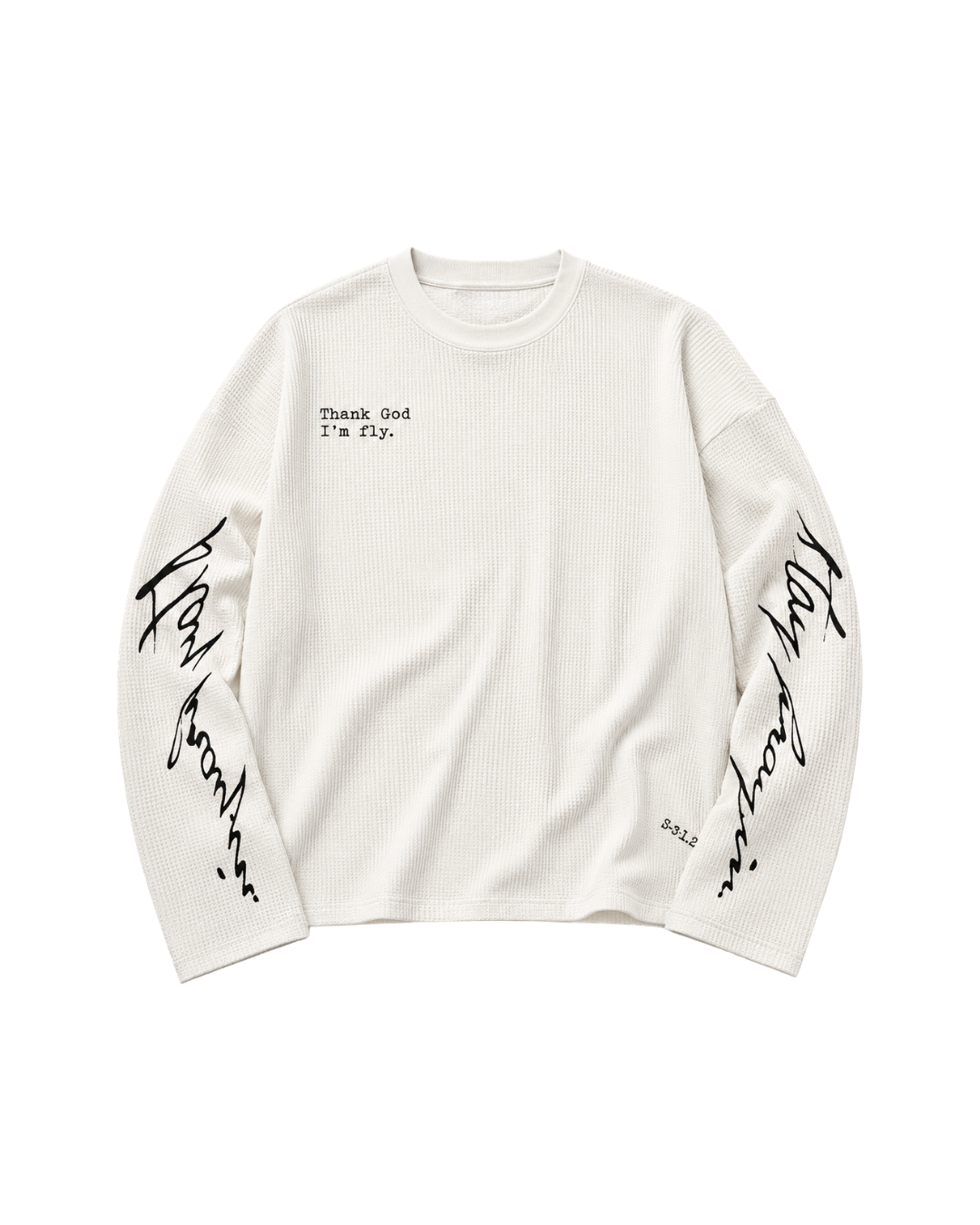 THANK GOD I'M FLY WAFFLE TEE - WHITE