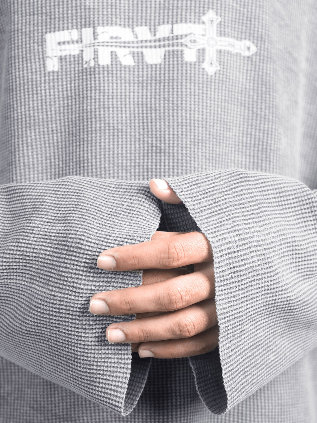 WASHED GREY SWORD WAFFLE T-SHIRT