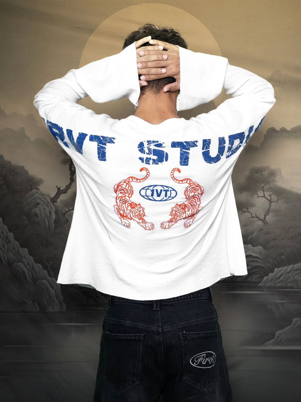 TWIN TIGERS WAFFLE WHITE T-SHIRT