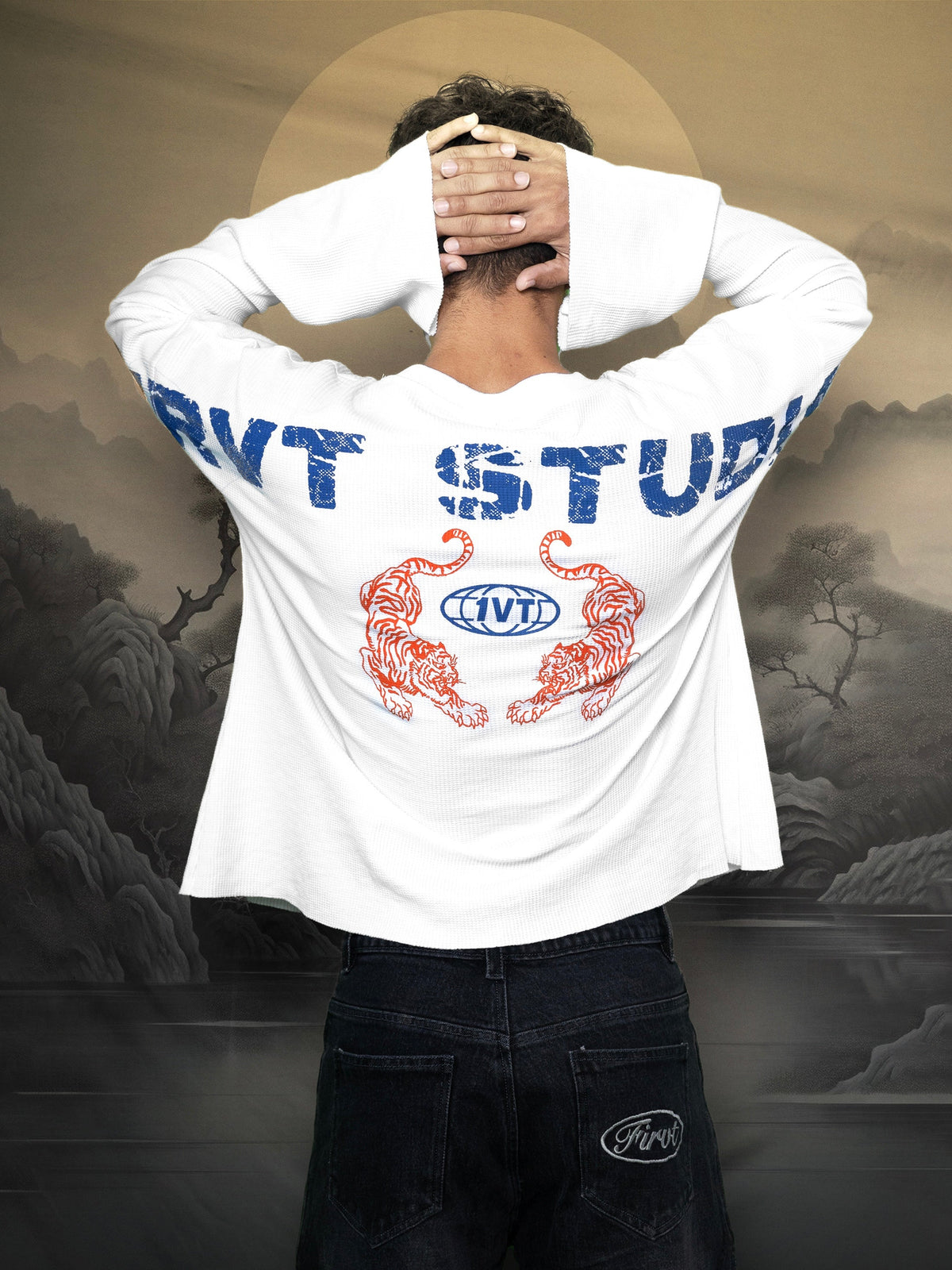 TWIN TIGERS WAFFLE WHITE T-SHIRT