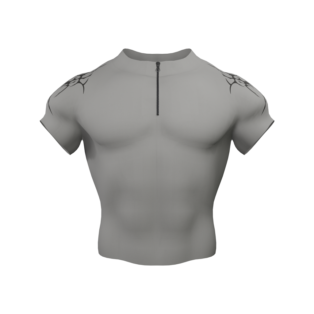 Titan Zip Nylon Compression Tshirt Half Sleeve - Grey