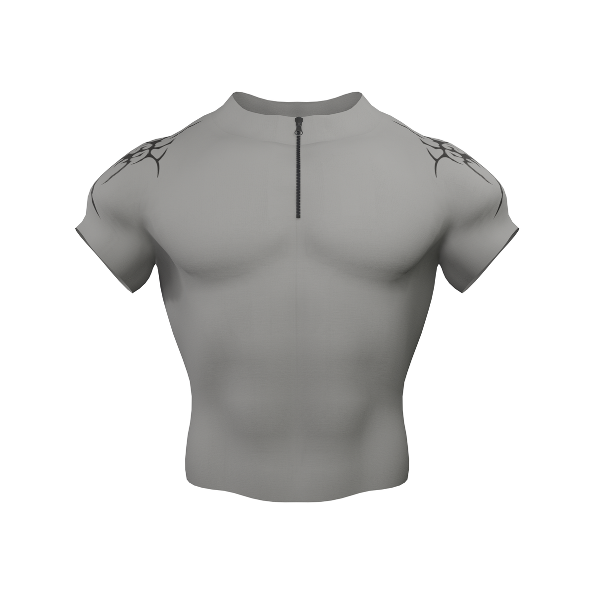Titan Zip Nylon Compression Tshirt Half Sleeve - Grey