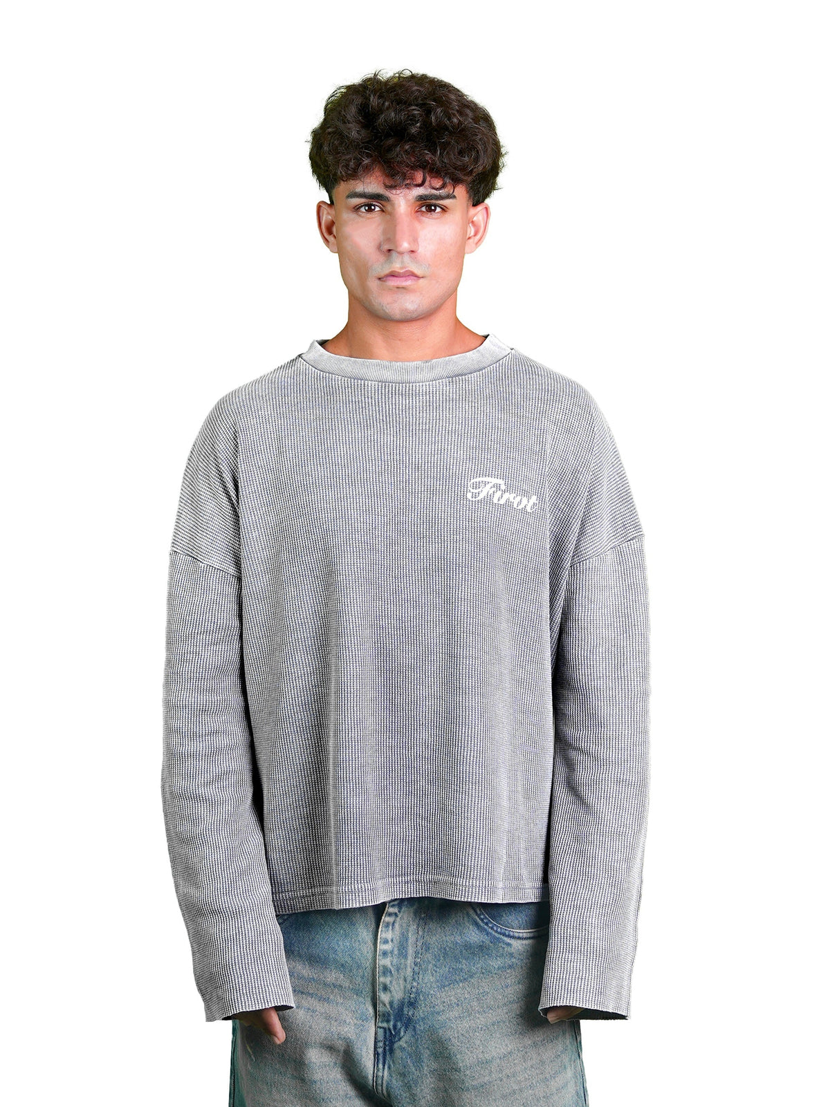 WASHED GREY WAFFLE T-SHIRT