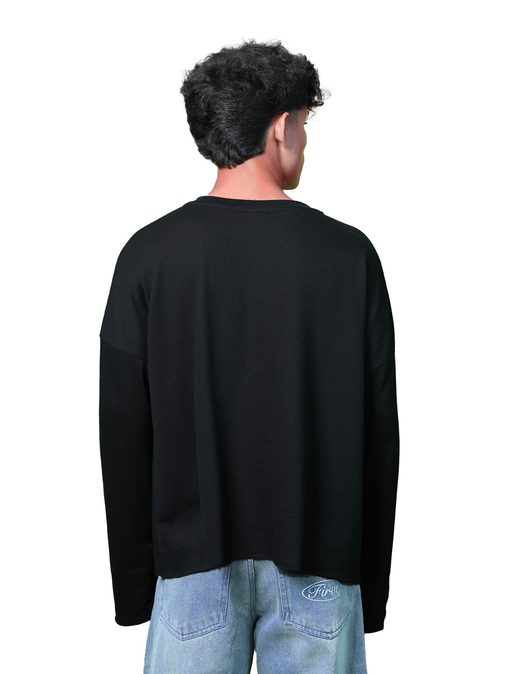 BLACK WAFFLE T-SHIRT