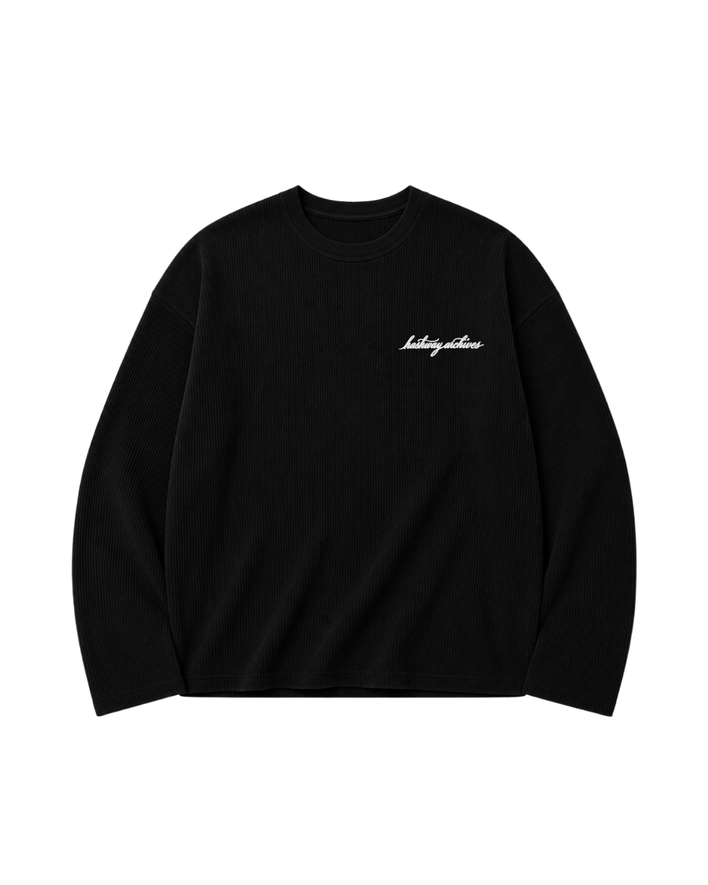 HASHWAY ARCHIVES EMBROIDERED WAFFLE T-SHIRT - BLACK