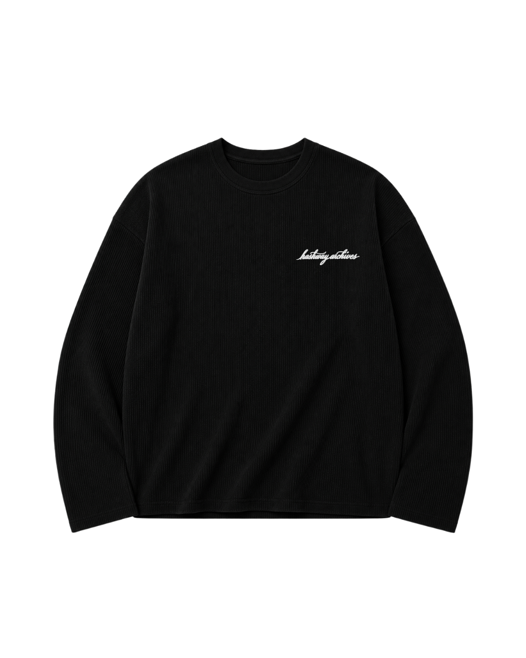 HASHWAY ARCHIVES EMBROIDERED WAFFLE T-SHIRT - BLACK