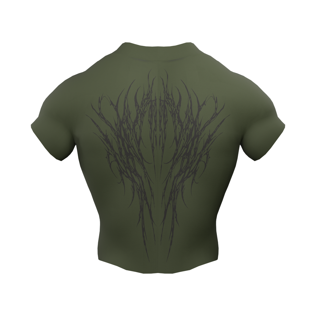 Rambo Zip Nylon Compression Tshirt Half Sleeve - Olive