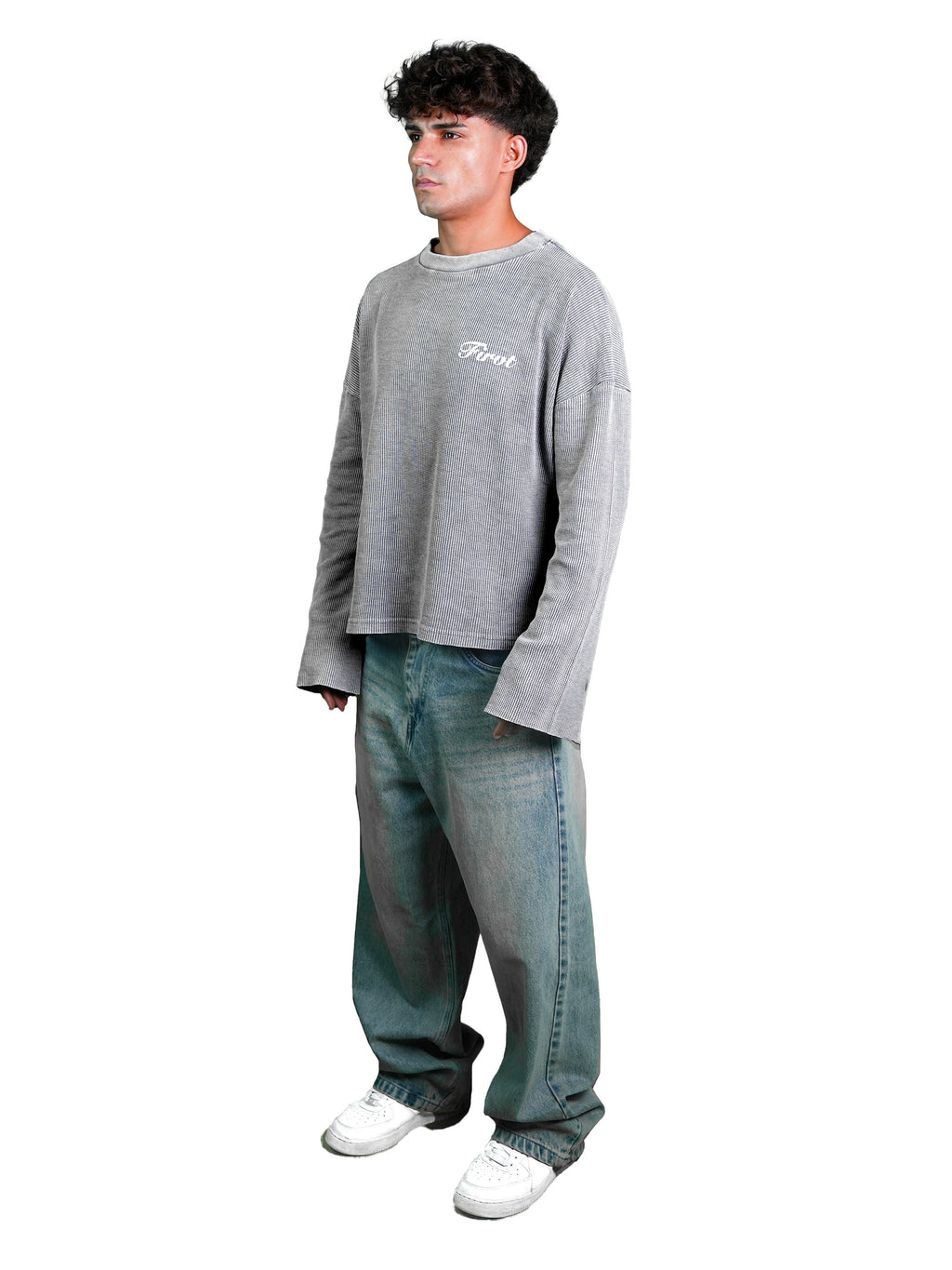 WASHED GREY WAFFLE T-SHIRT