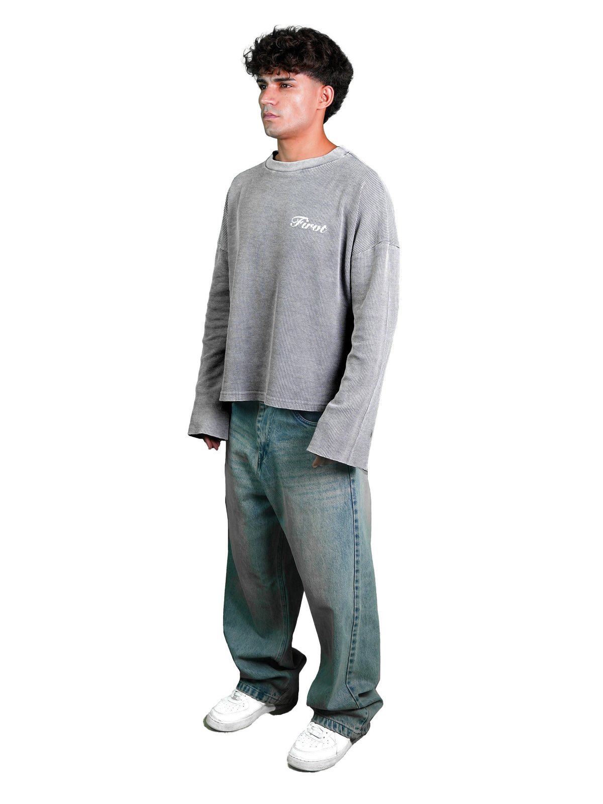 WASHED GREY WAFFLE T-SHIRT