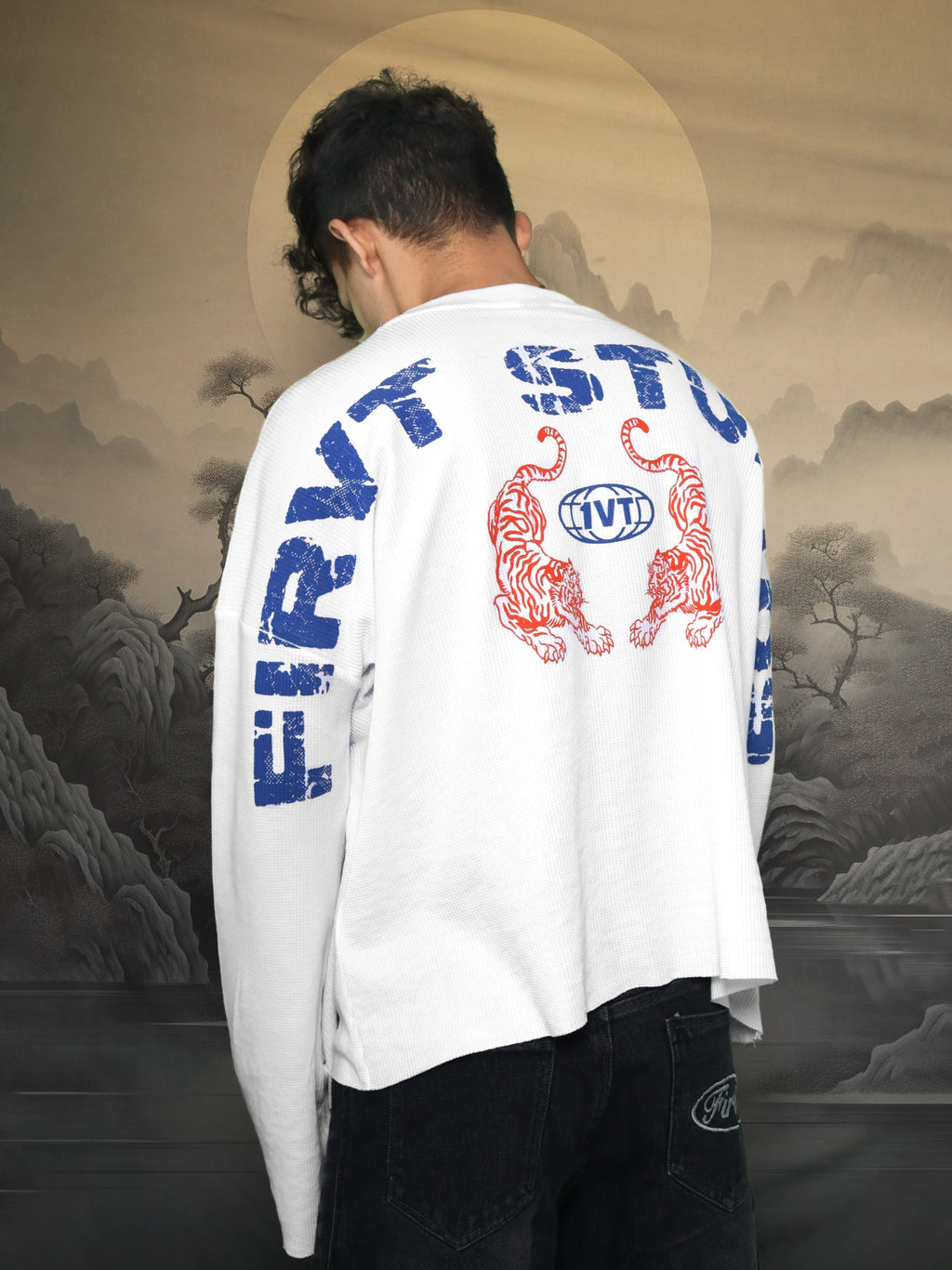 TWIN TIGERS WAFFLE WHITE T-SHIRT