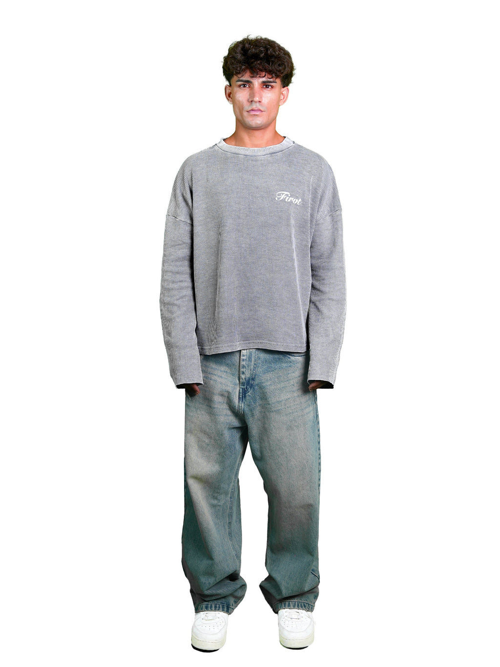 WASHED GREY WAFFLE T-SHIRT