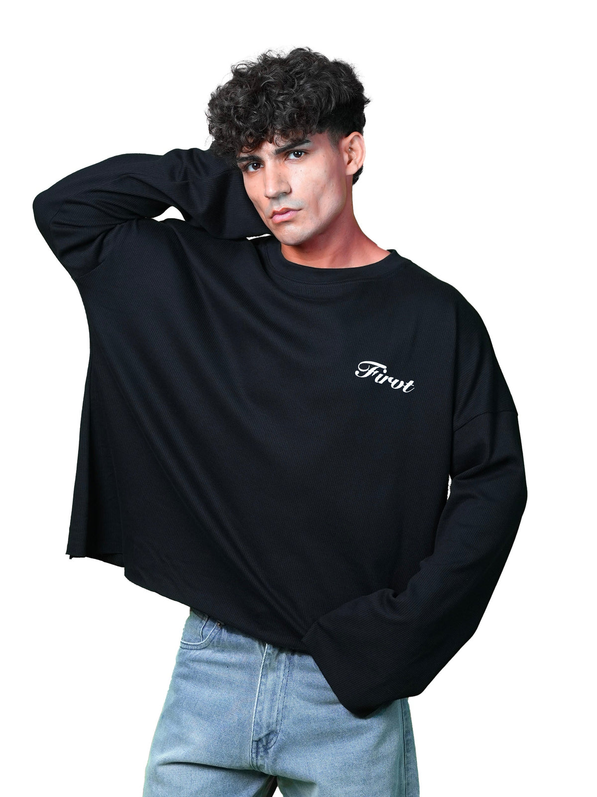 BLACK WAFFLE T-SHIRT