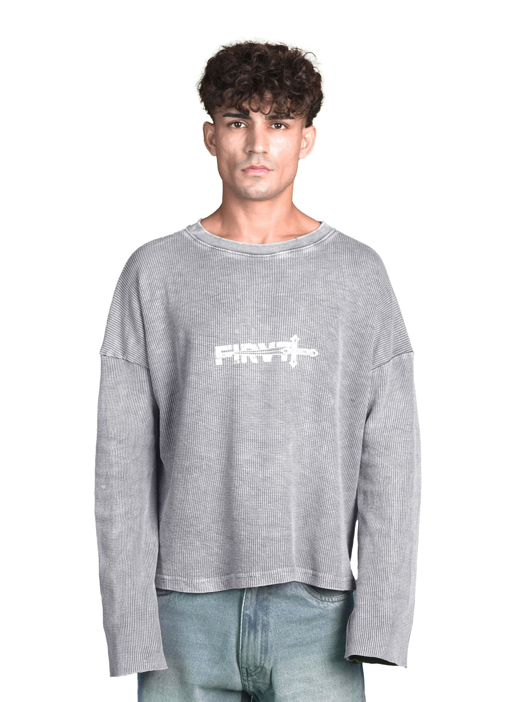 WASHED GREY SWORD WAFFLE T-SHIRT