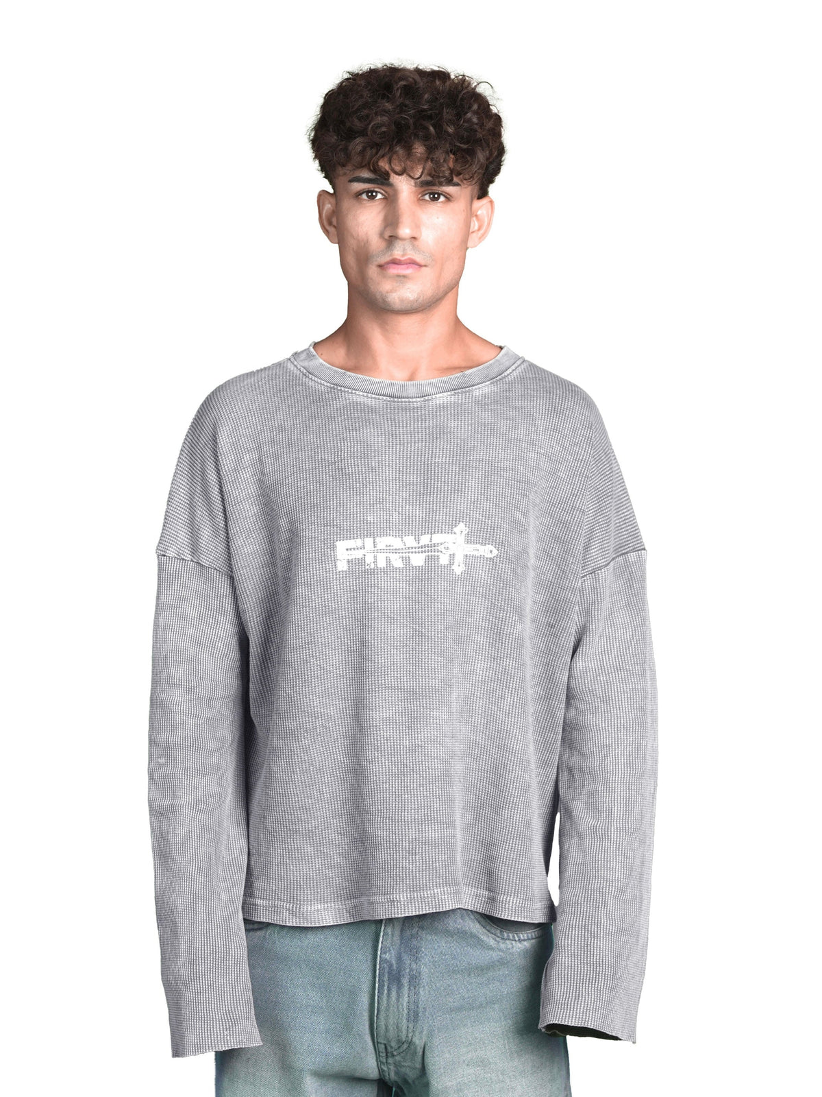 WASHED GREY SWORD WAFFLE T-SHIRT