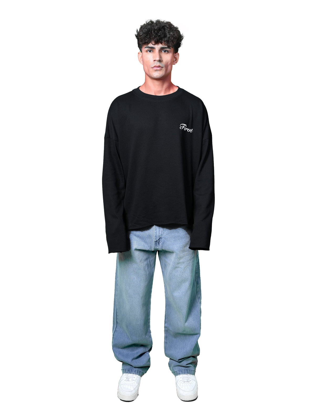 BLACK WAFFLE T-SHIRT
