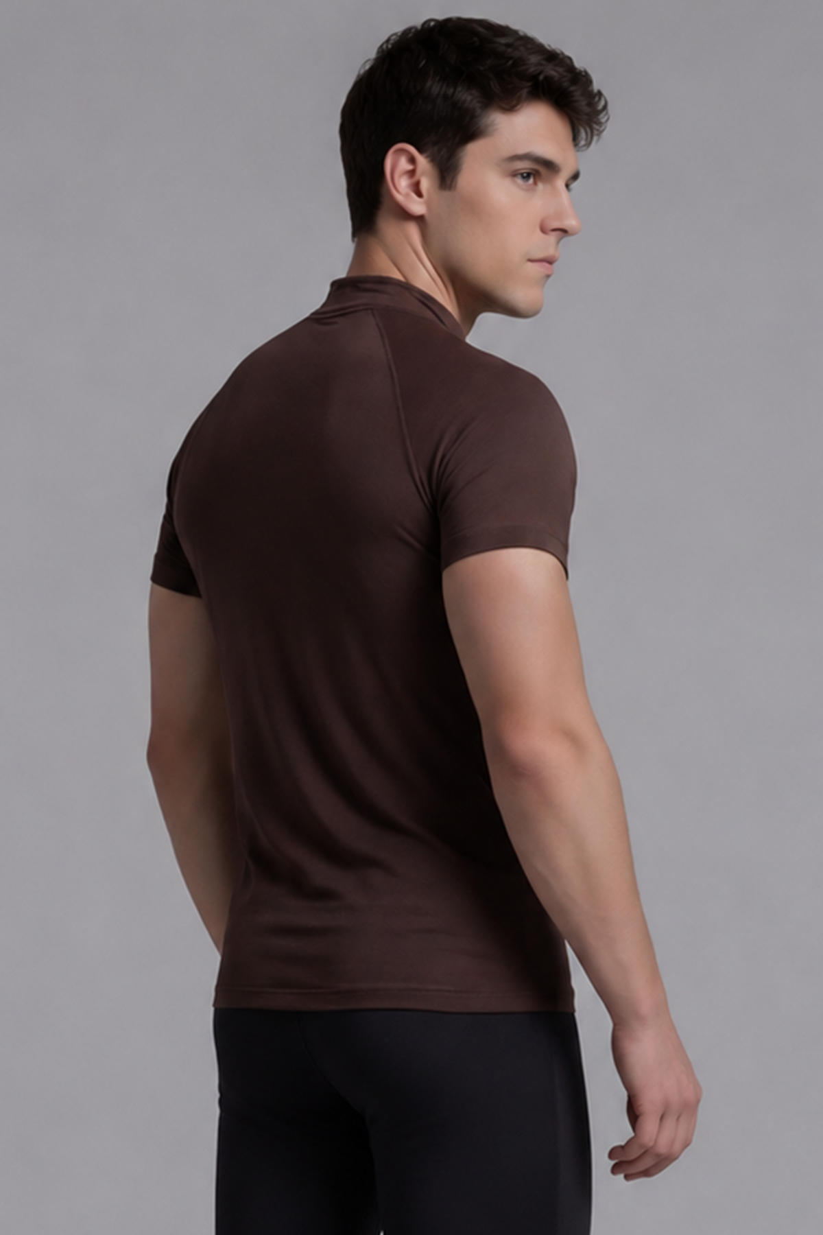 Flex Zip Compression Tshirt Half Sleeve - Brown