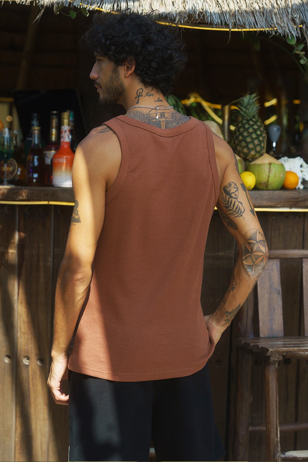 Brown Waffle Tank