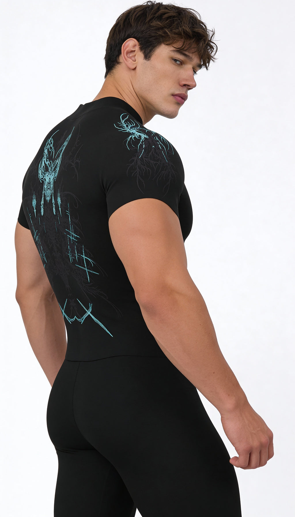 Prime Arc Zip Compression Tshirt Half Sleeve - Blue/Black