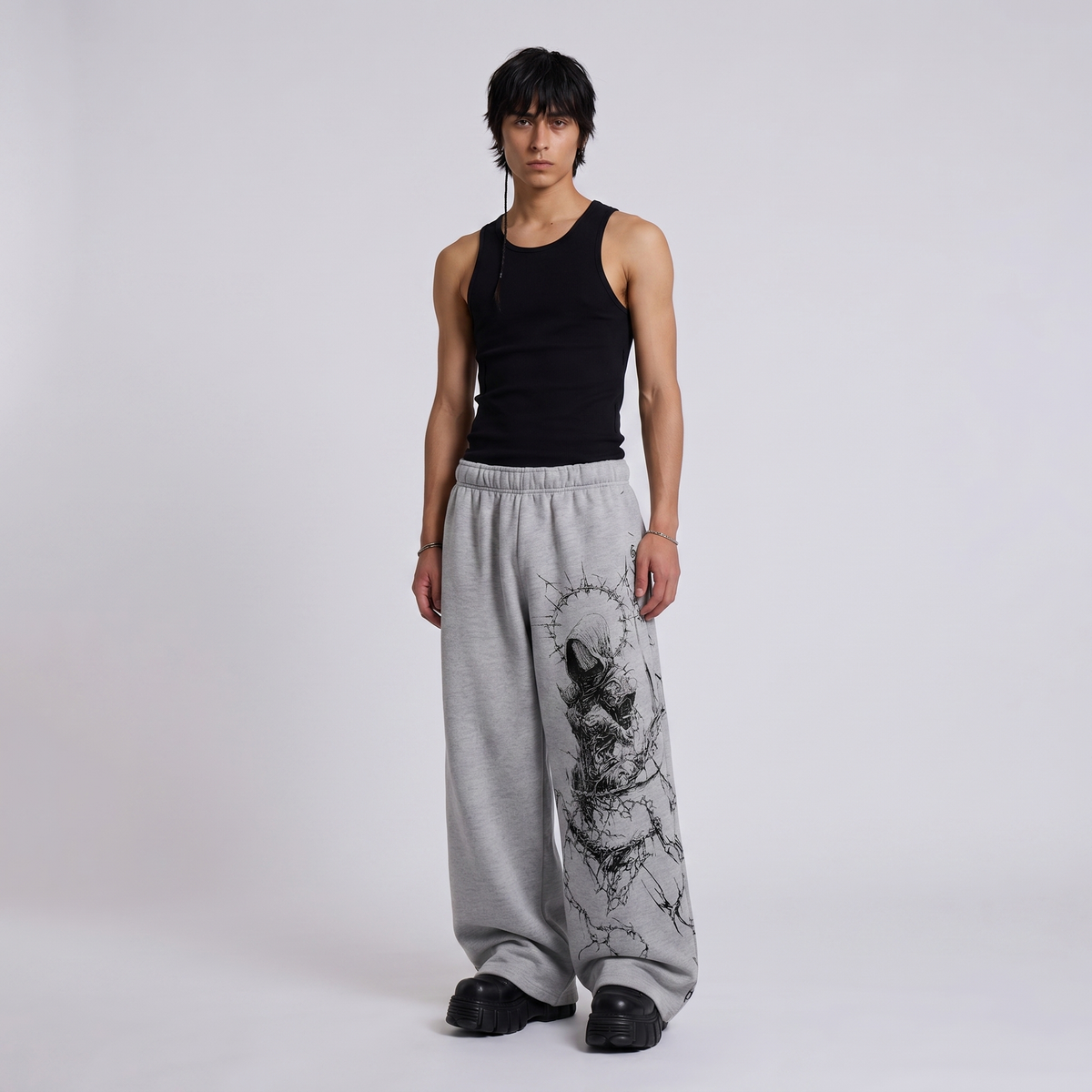 Xyra Grey Unisex Straight Fit Baggy Pants