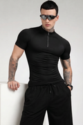 Blackout Flex Zip Compression Tshirt Half Sleeve Black