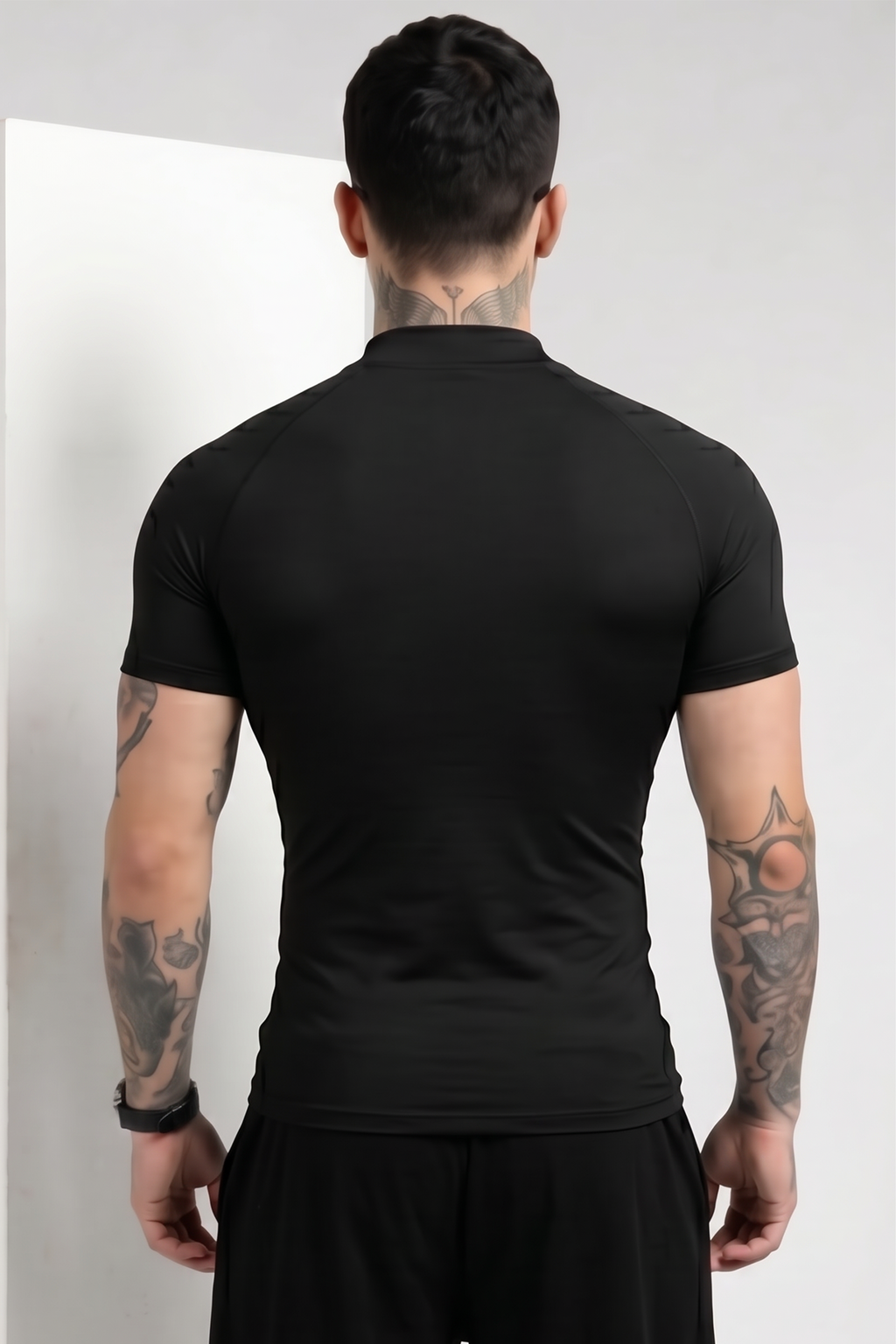 Blackout Flex Zip Compression Tshirt Half Sleeve Black