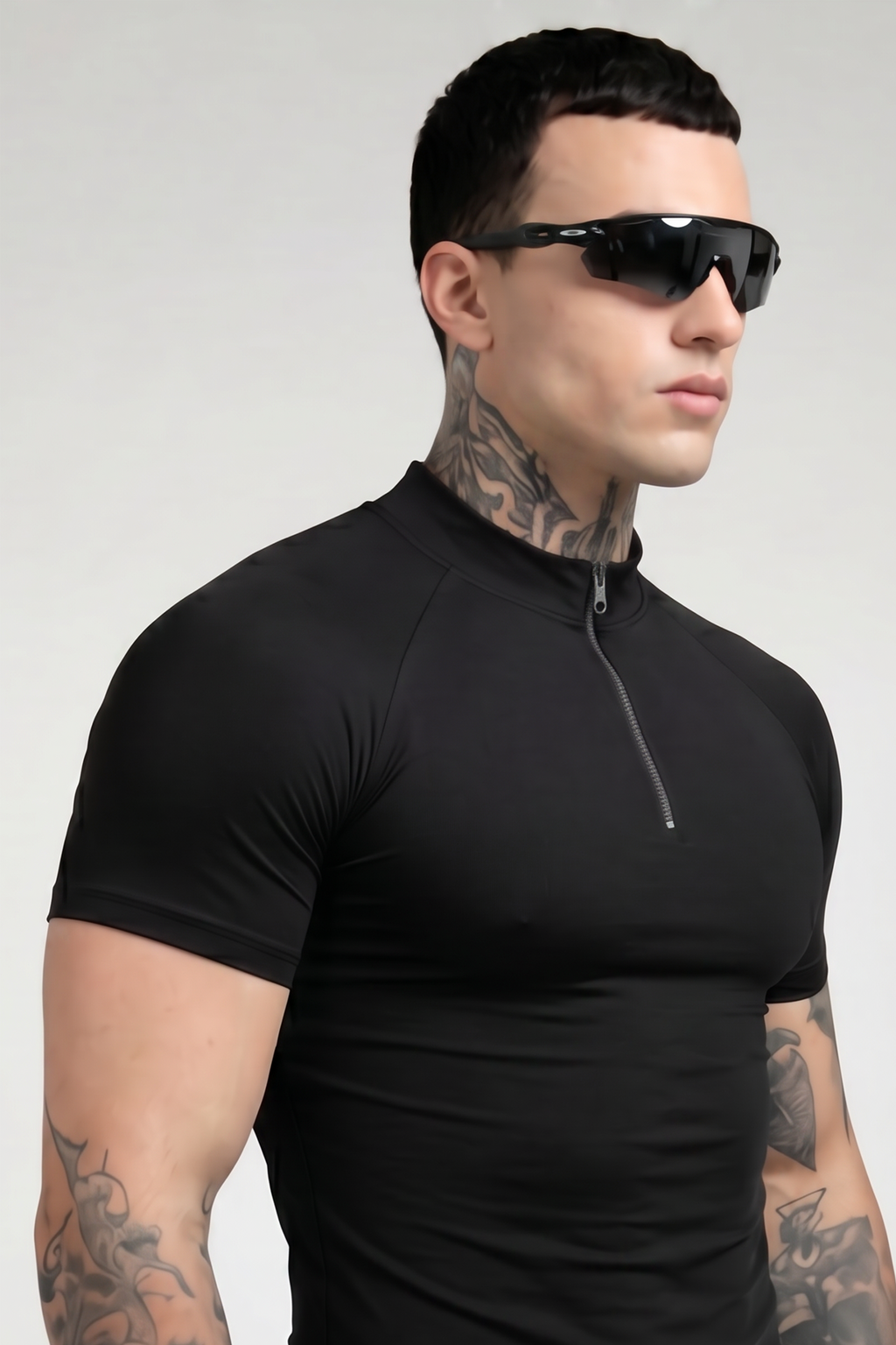 Blackout Flex Zip Compression Tshirt Half Sleeve Black