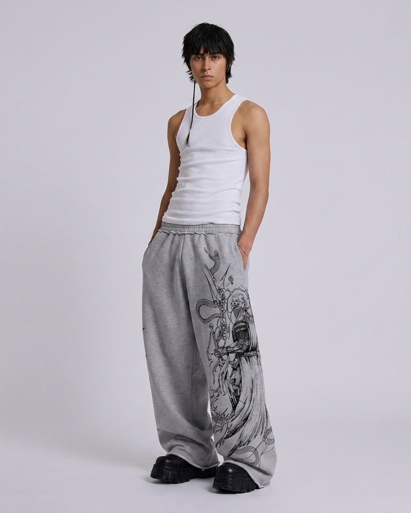 Pain Grey Unisex Straight Fit Baggy Pants