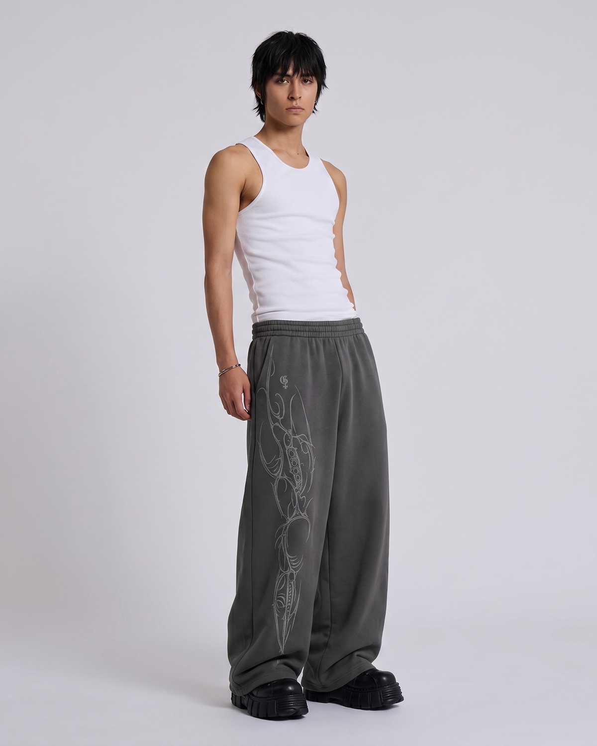 Strix Dark Grey Unisex Straight Fit Baggy Pants
