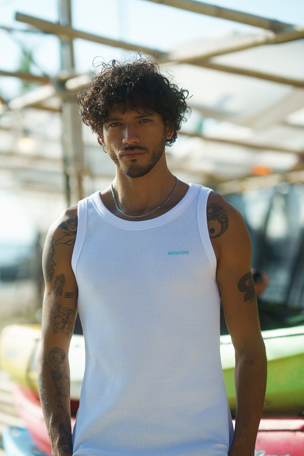 White Waffle Tank